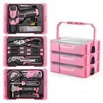 Pink Cordless Driver With Toolbox 43PC WI/8V Lithium-ion Power Drill&bits. Fixed Price $63.99.