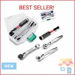 Geinxurn Mini Ratchet Wrench& Bit Holder Set Pcs, 1/4" Drive Handle. Fixed Price $24.87.