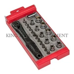King Compact 24 Pc Bit Socket Set W/ 1/4" Dr. Ratchet Handle, Cr-v Steel Sae. Fixed Price $15.95.