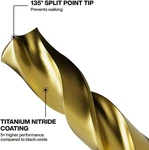 53614 14-PC Titanium Drill Bit Set Impact-rated 1/4" Hex Shank Cuts Metal Unique. Fixed Price $37.75.