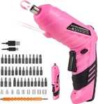 Pink Cordless Screwdriver Set, 3.7V Rechargeable Small Electric.... Fixed Price $24.64.
