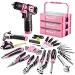 Pink Cordless Driver W/toolbox 43PC WI/8V Lithium-ion Power Drill&bits. Fixed Price $63.99.