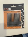 Rexbeti 12 Slotted Phillips Screwdriver Bit Set Brand New REX072. Fixed Price $10.50.