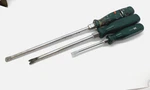 Vtg Sk Tools Screwdriver Set Green Flat Blade Slotted Fork 14" 12" 8" Long. Fixed Price $30.00.