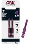 Grk T-20, 2-IN. Purple Steel Star Bits, One 2-PACK = Two 187435. Fixed Price $9.70.
