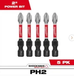 Milwaukee 48-32-4602, Shockwave Impact Duty PH2 Steel Screwdriver Bits (5-PK). Fixed Price $11.20.