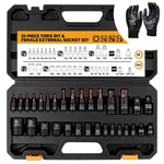32PC Bit Socket Set T8-T70 & E-torx E4-E24 Work Glove S2 Alloy Steel Star. Fixed Price $27.99.