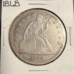 1868 Seated Liberty Dollar, Au. (17672). Fixed Price $2179.00.