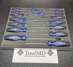 Snap-on Tools Usa New Power Blue 16PC Soft Grip Screwdriver Foam Set SGDX160BF. Fixed Price $599.95.