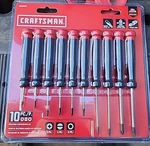 Craftsman 10 Pc. Precision Bi-material Screwdriver Set. Fixed Price $22.99.