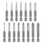15 Piece Slotted Phillips Triangle Screwdriver Bit Set, 1/4 Inch Hex Shank S2. Fixed Price $15.33.
