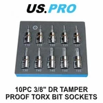 Us Tools 10PC 3/8 Dr 48MM Long Tamper Proof Torx Bit Socket Set T10 - T55. Fixed Price $12.46.