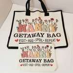 Canvas Tote And Pouch/nanny Getaway Bag/visit/hug/spoil/repeat.. Fixed Price $16.04.
