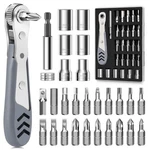 Tuxiya 30IN1 Right Angle Screwdriver, 36-TOOTH Mini Ratchet Wrench, Grey. Fixed Price $14.41.