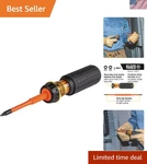 Klein 2-IN-1 Insulated Screwdriver Set With Flip Blade & Square Tips #1 #2. Fixed Price $37.98.