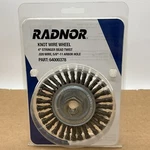 4" Radnor 64000378 Knot Wheel Twist Brush .020 Wire, 5/8" -11" Arbor Hole. Fixed Price $16.61.