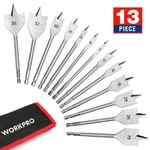 Workpro 13-PIECES Spade Drill Bit Set Nylon Storage Pouch Included Alloy Steel. Fixed Price $15.99.