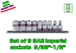 Set Of 9 Pcs 1/4 Drive Point Sae Imperial Inch Standard Socket 6PT King Tony. Fixed Price $12.00.