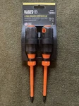 Klein Tools 1000V Insulated Screwdriver Set 2-PIECE New 85072INS. Fixed Price $19.99.