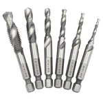 Saiper 6PCS Drill Tap Combination Bit Set (1/8''-3/8'') With 1/4" Hex Shank, Hss. Fixed Price $24.99.