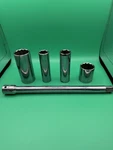 Napa 1/2 Drive Deep Socket Lot W/ 10 Extension Sae 11/16 3/4 1-1/16 1-1/8 Usa. Fixed Price $9.99.