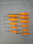 Vintage Snap On Tools 10 Piece Torx Screwdriver Set With Orange Handles. Fixed Price $250.00.