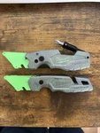 Milwaukee Fastback Knife Utility Custom Coated Neon Green Grey Topo 1502. Fixed Price $79.95.