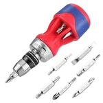 Workpro 12-IN-1 Ratcheting Multi-bit Screwdriver, Stubby, Blue And Red. Fixed Price $28.03.