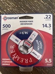 Crosman .22 Premier Hollow Point Pellets For Air Guns 14.3 GR-5.5MM 1-PACK 500. Fixed Price $50.00.