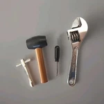 Lot 4 Vintage Miniature Tool Set Rubber Mallet, Wrench, Screwdriver, & Tire Iron. Fixed Price $7.56.