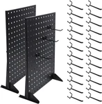 2PCS Metal Pegboard Display Stand With 24 Hooks For Craft Shows & Black. Fixed Price $65.81.