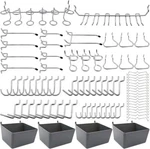 Frimoony Pegboard Hooks Assortment With Bins, Black, Silver. Fixed Price $29.58.