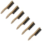 10" Steel Wire Hard Wood Handle, Pack Of 6 Scratch Brushes. Fixed Price $16.99.