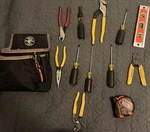 Klein 12-PIECE Mixed Set With Bag, Pliers, Screwdriver, Yellow/black. Fixed Price $90.00.