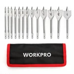 Workpro 13-PIECES Spade Drill Bit Set Alloy Steel With Nylon Storage Pouch. Fixed Price $15.99.