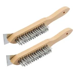 Stainless Steel Wire Scratch Brush Set With Wooden Handle 12 Inch Heavy Duty. Fixed Price $27.19.
