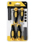 Superior 24-PIECE Screwdriver With Magnetic Bits, Phillips, Torx, Hex, And Slott. Fixed Price $18.99.