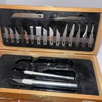 X-acto Xacto Vtg Workshop Knife Tool Set Of 17 Blades 2 Handles Wood Box Hobby. Fixed Price $27.99.