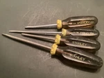 Vtg. Stanley Workmaster Screwdrivers # 66-196,66-204,66-206 & 65-302. Fixed Price $24.00.