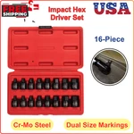 Sunex 3646, 3/8 Inch Low Profile Impact Hex Driver Set, 16-PCS, Sae/metric. Fixed Price $41.01.